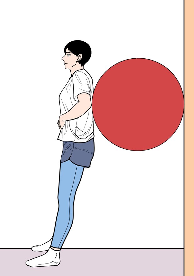 공을 이용한 스쿼트 운동