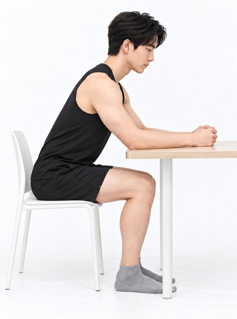 심부 굴곡근 강화 — 책상 지지