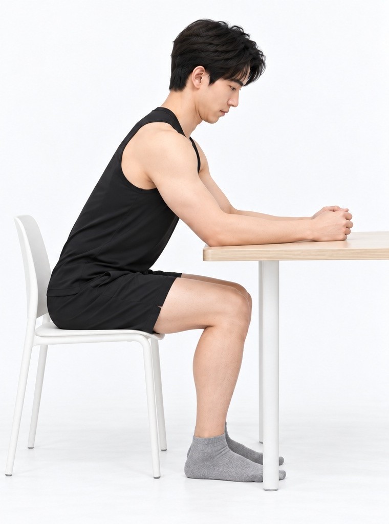 심부 굴곡근 강화 — 책상 지지