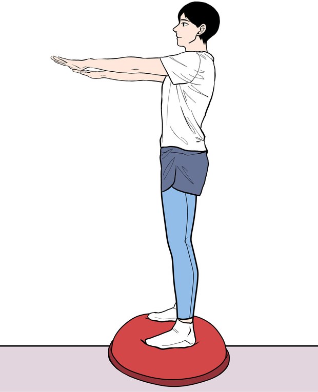 보수(Bosu) 위에서 스쿼트