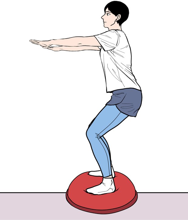 보수(Bosu) 위에서 스쿼트